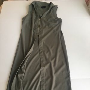 Bebe long olive green zip up vest